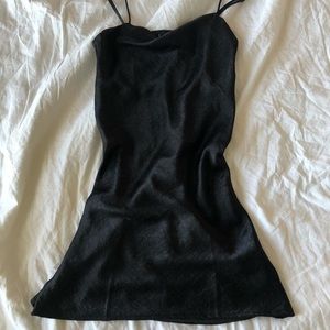 Cowl neck black silk dress